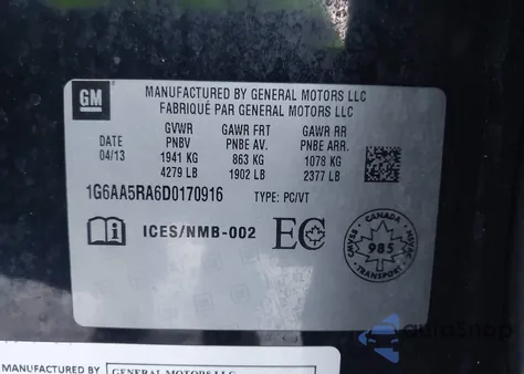 2013 Cadillac Ats Standard из США, поврежденный, VIN 1G6AA5RA6D0170916